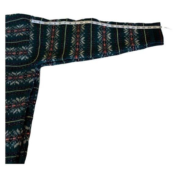 Eddie Bauer AKA Fair Isle Tall XL VTG Holiday Nordic Christmas Geometric Green - Picture 10 of 15